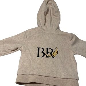 Banana Republic Baby Beige Zip-Up Hoodie, Embroidered Banana Graphic Size 6–12 M